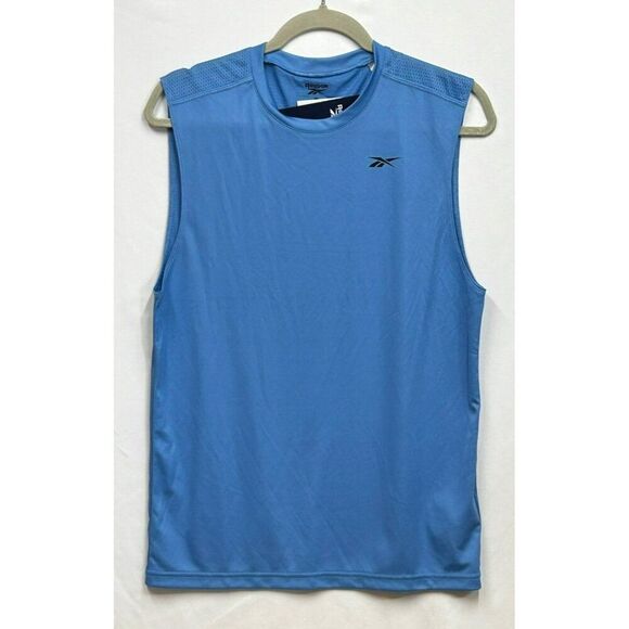 NWT Reebok Mens Blue Sleeveless‎ Performance Shirt Size S Recycled - Picture 1 of 9